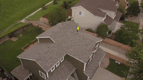 Drone footage of completed roof gif Drone footage of completed roof